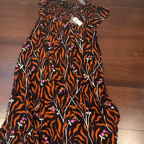 nwt anthropologie arielle sleep Vibrant Orange and Black Maxi Dress - Picture 2 of 8
